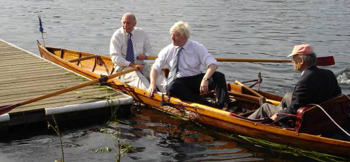 Boris Johnson in a boat at Upper Thames